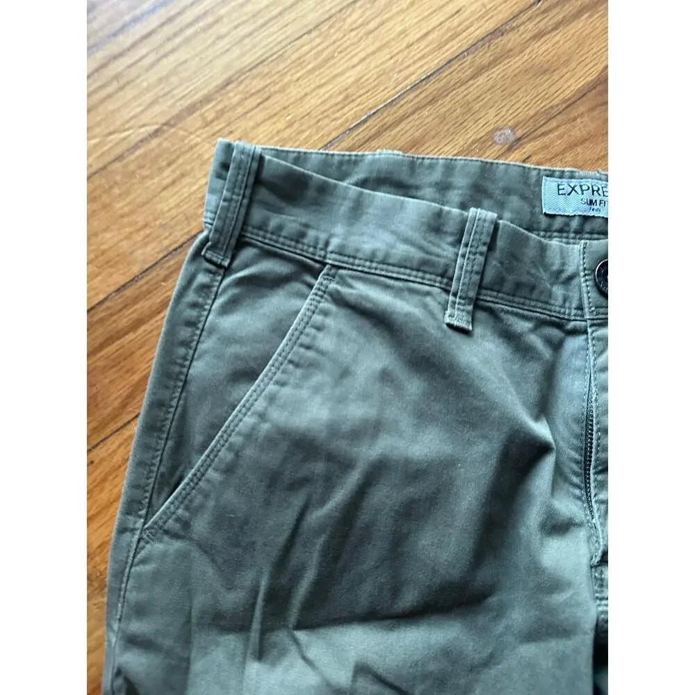 Express Slim Fit Green Stretch Jeans Modern Denim Casual Men’s 29x30